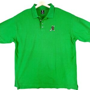 Vintage Marvin The Martian Shirt Mens XL Green Polo Warner Bros Looney Tunes 90s